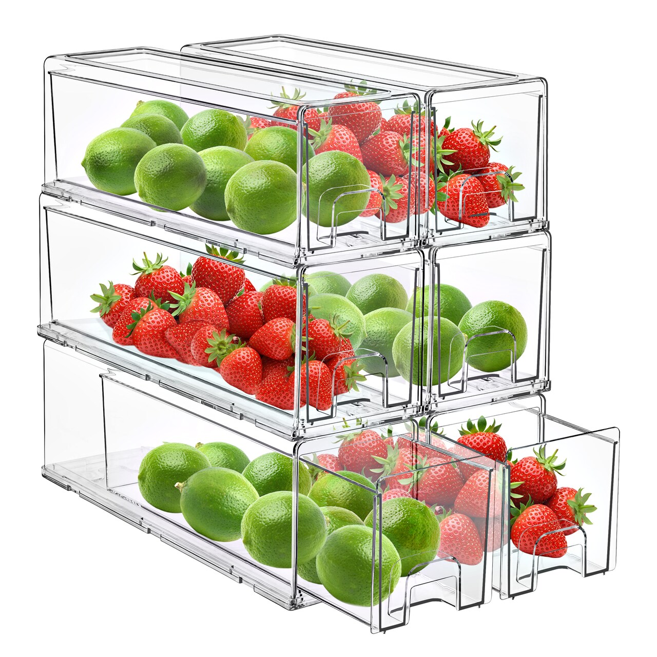 Sorbus Clear Stackable Pull Out Refrigerator Organizer Bins - for Kitchen, Refrigerator, Freezer, Organization and Storage
